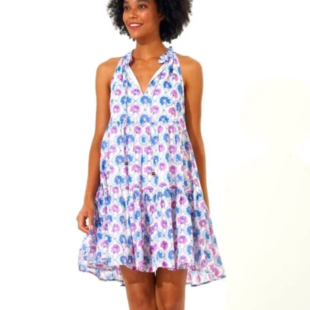 Oliphant Dress Sleeveless Tiered Mini Iris Blue - Picture 10 of 11